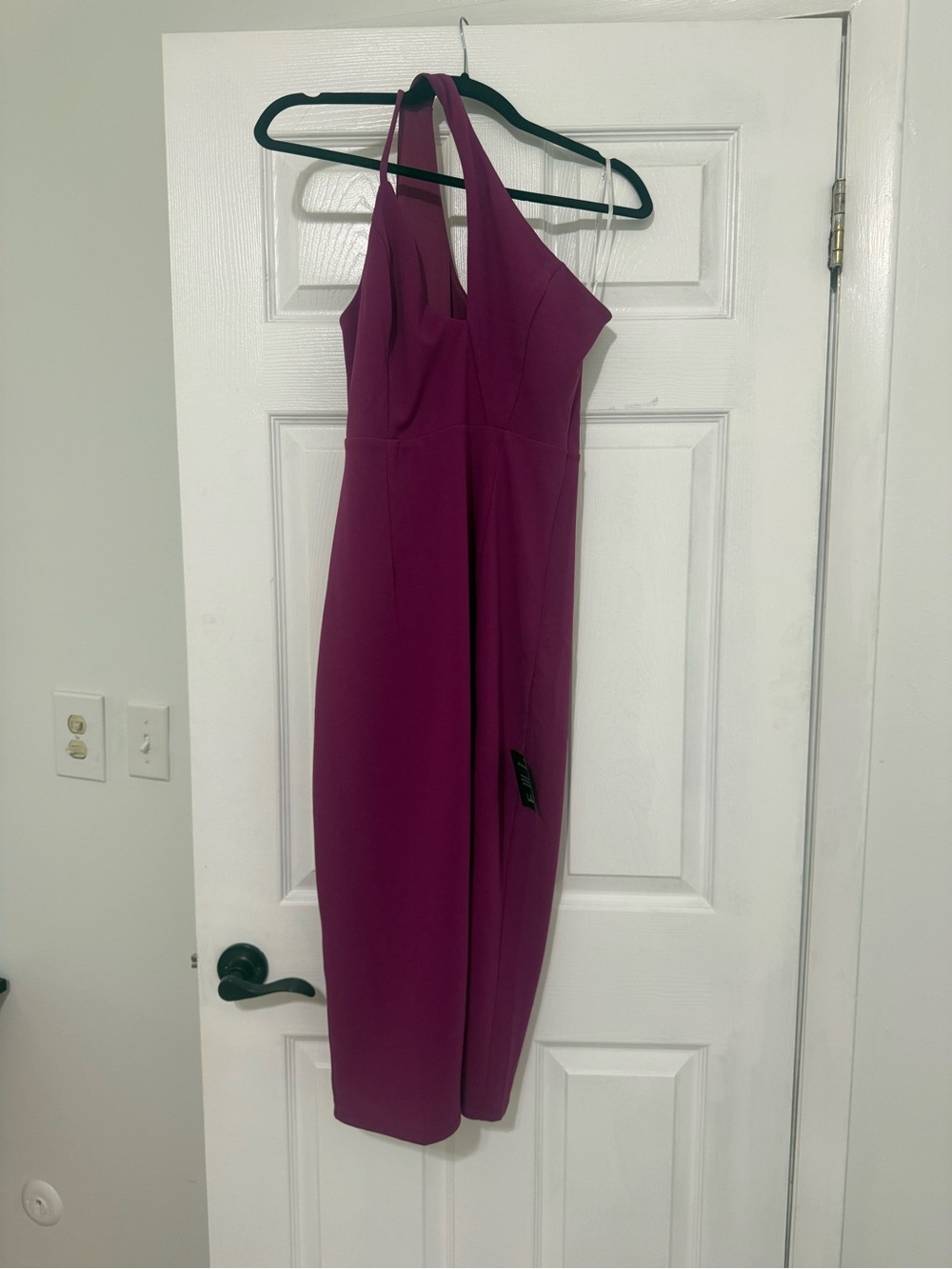Lulu's Magenta One-Shoulder Midi Dress